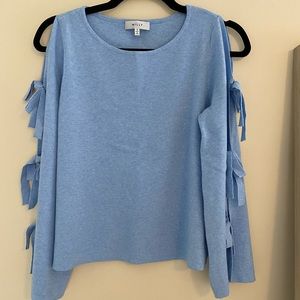 Milly Light Blue Tie Sleeve Sweater